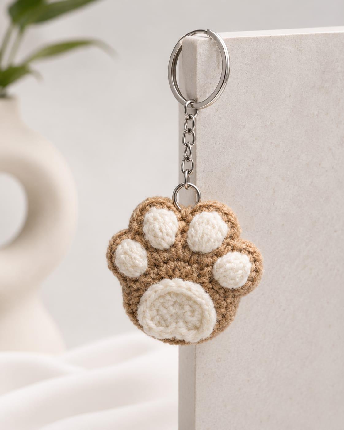 Crochet Paw Keychain