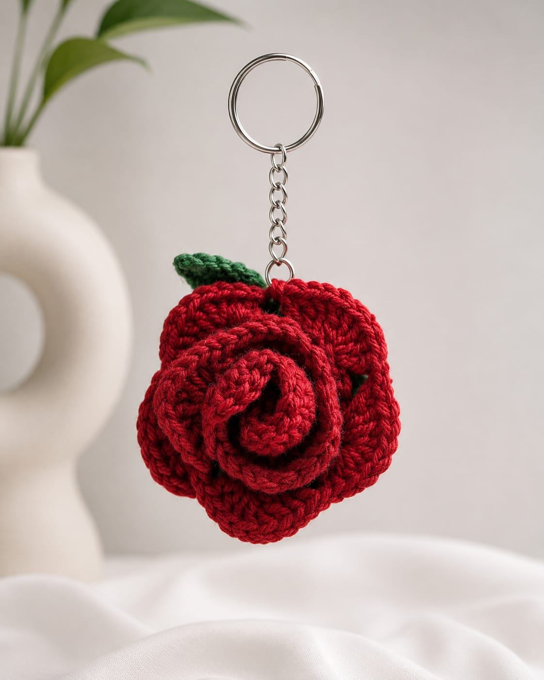 Crochet Rose Keychain